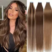 Invisible Tape In 100% Remy Russian Human Hair Extensions Skin Weft Thick 150g++