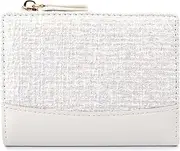 [MOMOJULI] Womens Tri-Folded Wallet Aesthetic Fashion Purse Zipper Pocket Cash Card Slot Holder ID Window for Ladies and Women, White