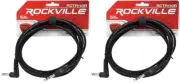 2 Rockville RCTR110R-B 10' 1/4" TRS Right Angle - 1/4" TRS Straight Cable