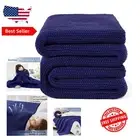 Handmade Chunky Knit Cooling Blanket - 50x60” Knitted Weighted Throw for Comfort