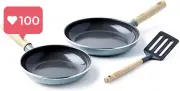 Mayflower Ceramic Nonstick Frying Pan Set 20/24cm with Turner, Induction Safe