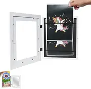 White Rows Childrens Art Frame, Changeable Kids Art Frame,Stores up to 50 Pieces of 8.5 x 11 inch Art,Front Opening,Whiterows Kid Picture Frames,White Rows Photo Frame (White,8.5*11in)