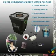 2 Set Hydroponic 27L Bucket DWC System Deep Water Culture Aqua Root Grow Pot Kit