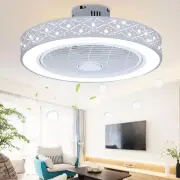 22'' Modern LED Ceiling Fan Remote Control Dimmable Light Flush Mount Chandelier