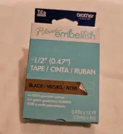 P-touch Embellish 1/2" Tape Gold Geometric Pattern w/ Black Print 13.1 ft