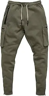 [Generic] Mens Athletic Cargo Jogger Track Pants Casual Workout Sport Pants Slim Fit Tapered Sweatpant Trousers with Zipper Pocket