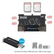 Memory Card Holder Case with USB 3.0 Reader for 2 SD SDXC SDHC 4 TF MSD Cards