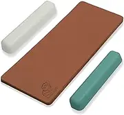 BeaverCraft Leather Strop Kit for Knife Sharpening Carving Knife Strop with Green-Gray & White Polishing Compound - Leather Sharpening Strop 2-sided 3 x 8 IN, Leather Honing Strop Block LS2P11