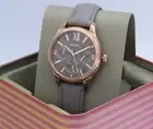 NEW AUTHENTIC FOSSIL RYE MULTIFUNCTION ROSE GOLD GREY LEATHER WOMEN BQ3764 WATCH
