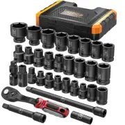 1/2-Inch Drive Deep Impact Socket Set CR-MO Steel :32 Piece Metric Socket Set...