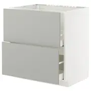 METOD / MAXIMERA base cab f sink+2 fronts/2 drawers, white/Havstorp light grey, 80x60x80 cm