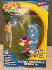 Wham-O Giggle N Splash Inflatable Dolphin Ring Toss Sprinkler Toy Ages 3-6 NEW