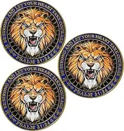 Christian Lion of Courage Inspirational Challenge Coin – Be Strong and Courageous (Pack of 3)