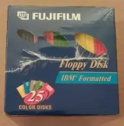 Fujifilm Box of 25 Floppy Disks IBM Formatted 1.44MB 3.5 inch Different Colors