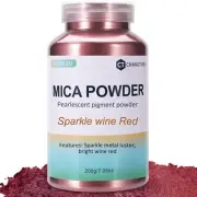 Mica Powder,200g/7.33oz Large Jar,Sparkle Wine Red Mica Powder Pigment for Epoxy