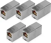 DIGITUS DN-93901 - RJ45 Coupler Cat 5e - Pack of 5 - LAN Cable Extension - Cat5e Network Cable Connector - PoE Compatible - Modular Coupling - for Switch, DSL, Modem, Router, PC - Silver