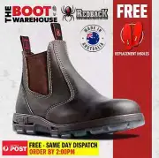 Redback USBOK Safety Elastic Sided Brown Pull On Work Boot - Australian Made!