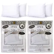 4PC Premium Fabric Zippered Pillow Cover Deluxe Luxurious Bed Bug Protector Case