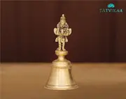 Hanuman Garud bell in brass, Hand Held Double Sided Ghanti for home temple