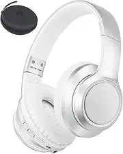 Rockpapa E8 Kids Wireless Headphones, Kids Bluetooth Headphones Over Ear, Hi-Fi Stereo Foldable Wireless/Wired Headphones with Mic for School Travel Tablet PC TV (Silver)