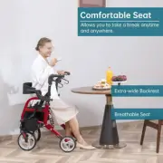 2 in 1 OEM ELENKER Deluxe Rollator Walker Rolling Walking Wheelchair Medical Aid
