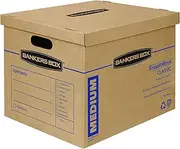 Bankers Box 10 Pack Medium Classic Moving Boxes, Tape-Free with Reinforced Handles