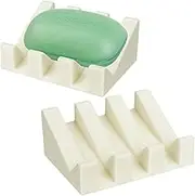 2 Pack Silicone Soap Dish Self Draining Soap Holder Bar Soap Holder for Shower Soap Tray Travel Soap Container for Shower Kitchen Bathroom Hotel