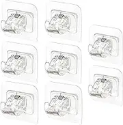 YQkangzhu 8 PCS No Drill Curtain Rod Brackets, Self Adhesive Curtain Rod Holder Hooks, Nail Free Curtain Rod Hooks, ABS Wall Tension Curtain Rod Hangers for Bedroom Kitchen Home Bathroom and Hotel