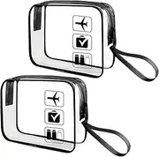 [GENHY] TSA-Approved Travel Toiletry Bags – Set of2, Quart Size Clear Cosmetic Bags for Men and Women (Black)