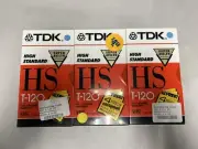 3 Pack TDK T-120 HS Premium Quality 6 Hour VCR VHS Blank Video Tapes