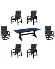 Creative Outdoor Products Courtyard Casual Santorini 7pc Mixed Dining Set 84in Rectangle Table