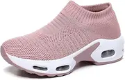[HYDLONGR] Women Knitted Upper Air Cushion Sole Lightweight Slip-On Sock Sneakers Casual Walking Shoes Doctor and Nurse Work Shoes