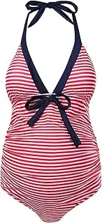 [BLEXX] Maternity Swimsuit V Neck One Piece Swimwear ，Women's Pregnant Swimsuit Bikini Beach Sexy Swimsuit
