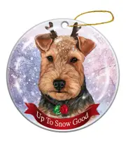 Holiday Pet Gifts Black and Tan Welsh Terrier Porcelain Christmas Ornament