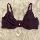 Savage X Fenty 38H Bra Purple Lace Plunge Underwire Back Closure Rihanna NWT