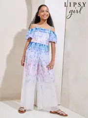 Lipsy Blue Floral Ombre Cold Shoulder Jumpsuit (5-16yrs) (AW7130) | $102 - $120