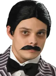 Gomez Addams Mens Wig and Moustache Set