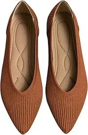 [TINGRISE] Women's Flats Shoes Pointed Toe Knit Ballet Comfortable Dressy Slip On Flat