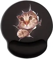 AOKSUNOVA Cat Mouse Pad with Wrist Rest Ergonomic Mouse Pad with Wrist Support Funny Black