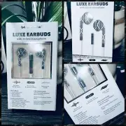 Live Love Music Luxe Earbuds In-Line microphone Black/White [Brand New]