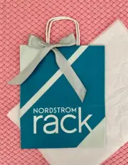New NORDSTROM RACK Small Store Tote SHOPPING BAG w/GIFT Wrap RIBBON&Tissue Paper