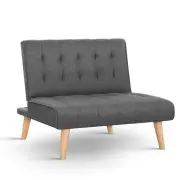 Sofa Bed Lounge Chair Couch 1 Seater Recliner Futon Bed Set Linen Grey