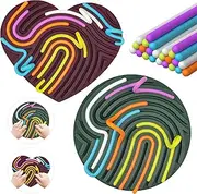 Sensory Activity Board, ZIYI Silicone Fidget Toys for Stress Relief, Calming, Anxiety, ADHD, Autism Sensory Products for Kids 3+ & Adults, Fidgets Pad | Portable Travel Bag | 13 Strings (Green & Red)