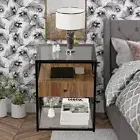 Stylish Modern Side End Table Glass Top Bedside Nightstands with Floating Drawer