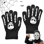 [Generic] Halloween Skeleton Gloves,Children Halloween Cycling Skeleton Mittens - Glowing In The Dark Skull Gloves for Ages 5-12 Children, Boys, Girls, Kids, Teens