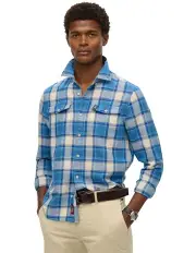 [Superdry] Merchant Linen Check Shirt in Blue