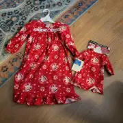 NWT The Elf on the Shelf Nightgown Pajamas w/ 18" Doll Gown Sz. 2T NEW RED