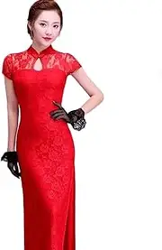 [REDBMX] Red Bride Cheongsam Oriental Women Wedding Qipao Chinese Style Elegant Long Dress Luxury Robe Party Dresses S-4XL