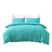 Reversible 2000TC Soft Quilt Cover Set Single Queen King SK Size Bed - Teal