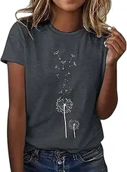 [Generic] Summer Tops Trendy Spring Shirts Beach Vacation Plus Size Fashion Tshirts, Dark Gray, Medium